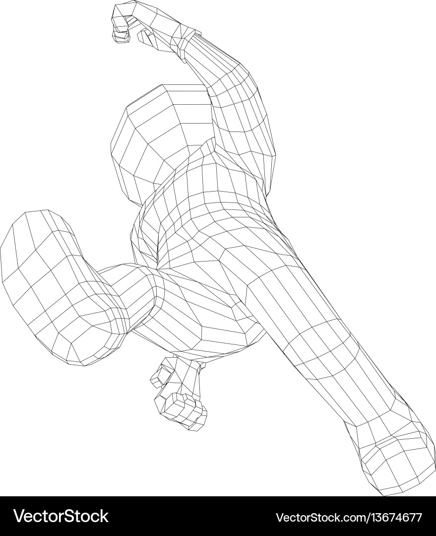 Puppet 3d man running vector image