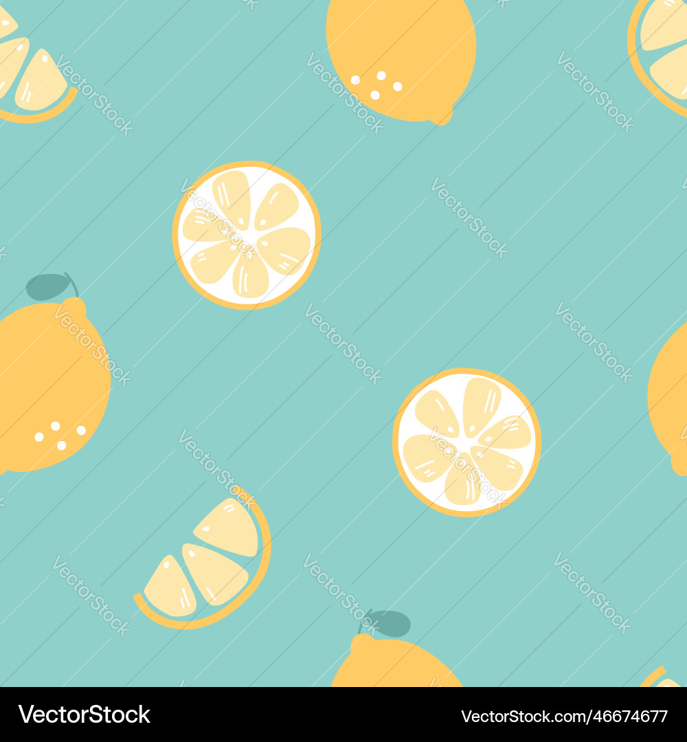Seamless lemon repeat pattern background Seamless lemon repeat pattern background vector image