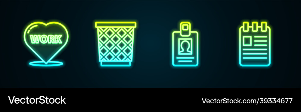 Set line heart with text work trash can Set line heart with text work trash can vector image