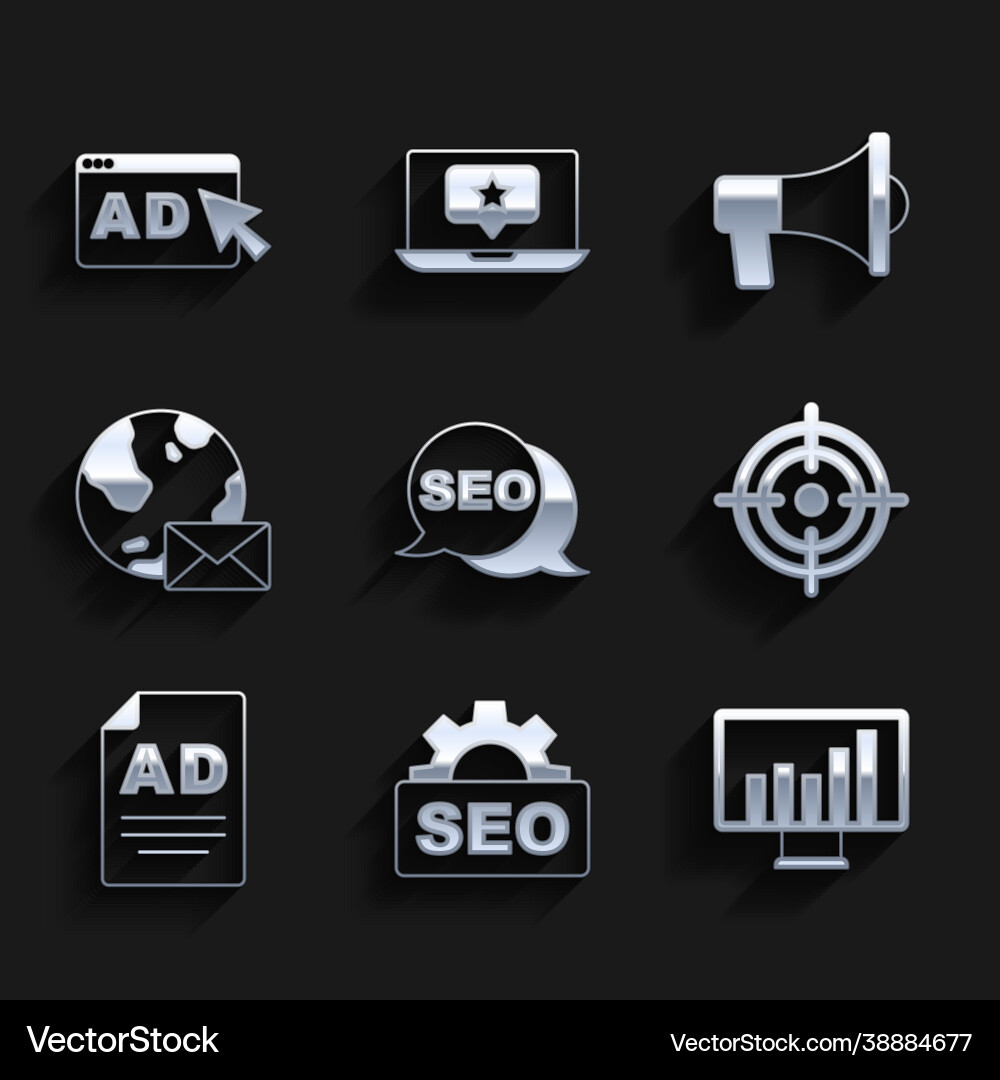 Set seo optimization monitor with graph chart Set seo optimization monitor with graph chart vector image