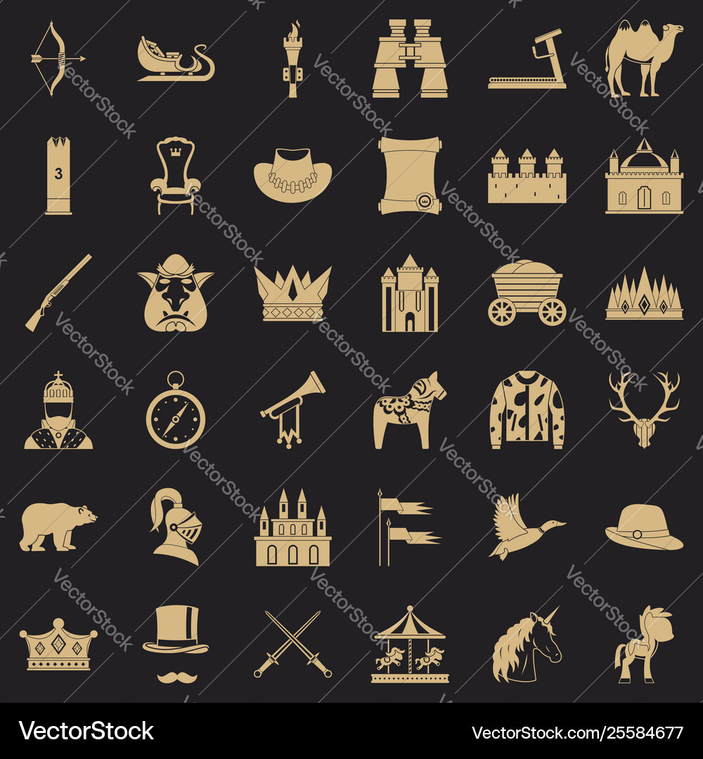 Sledge icons set simple style Vector Image