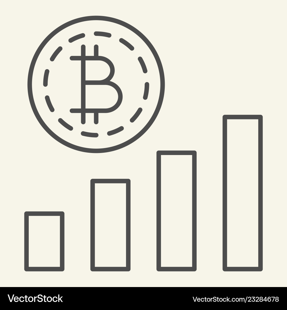 Bitcoin chart thin line icon crypto graph vector image