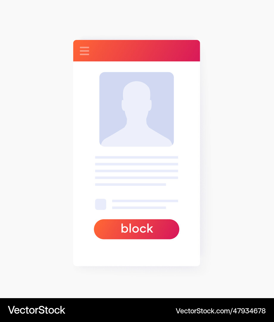 Block user design with red button Vector Image