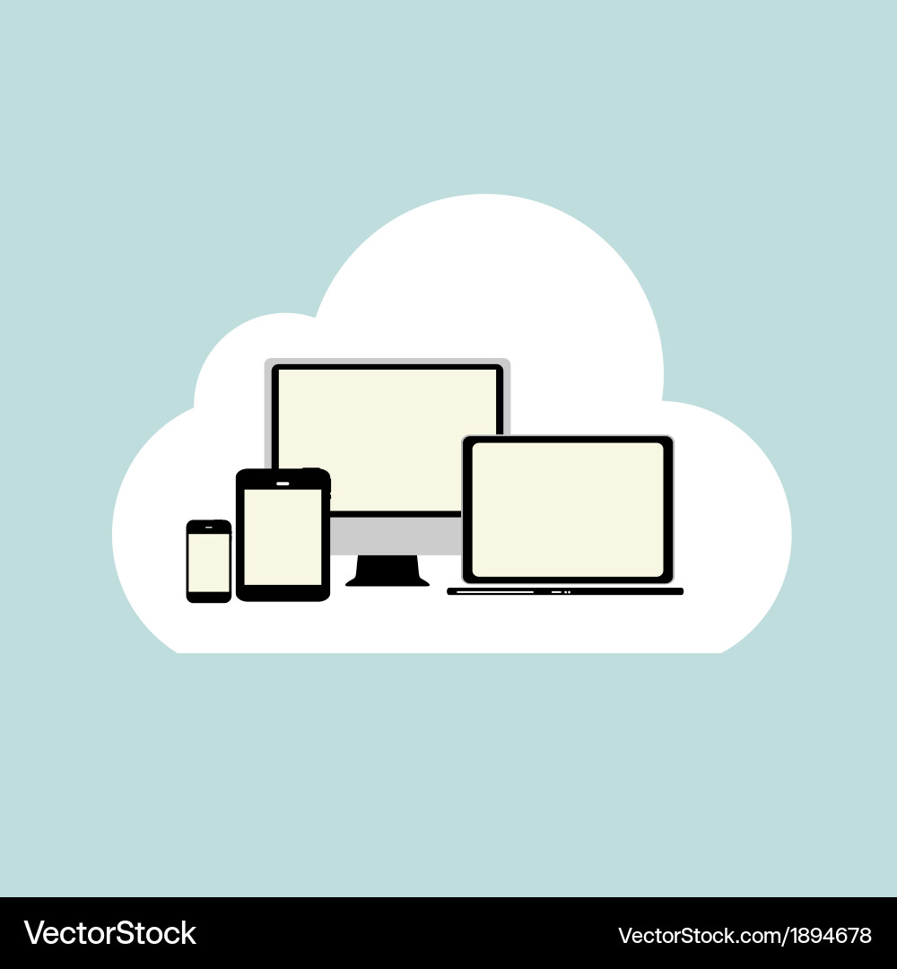 Cloud computing concept on different electronic Vector Image