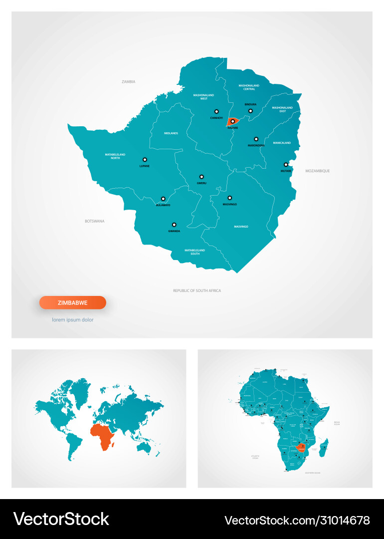 Editable template map zimbabwe with marks Vector Image