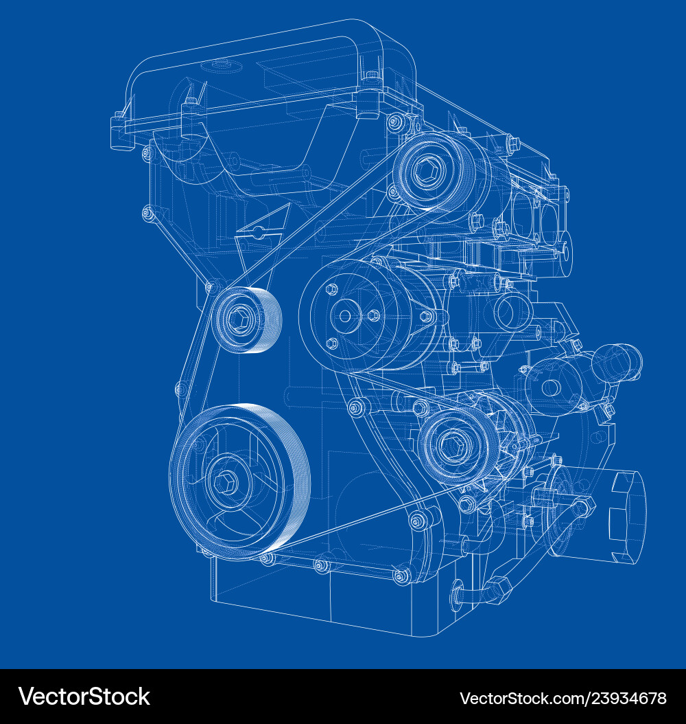 Engine sketch rendering of 3d Vector Image
