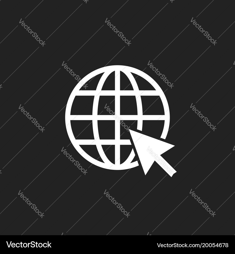 Go to web icon internet flat for website on black vector image