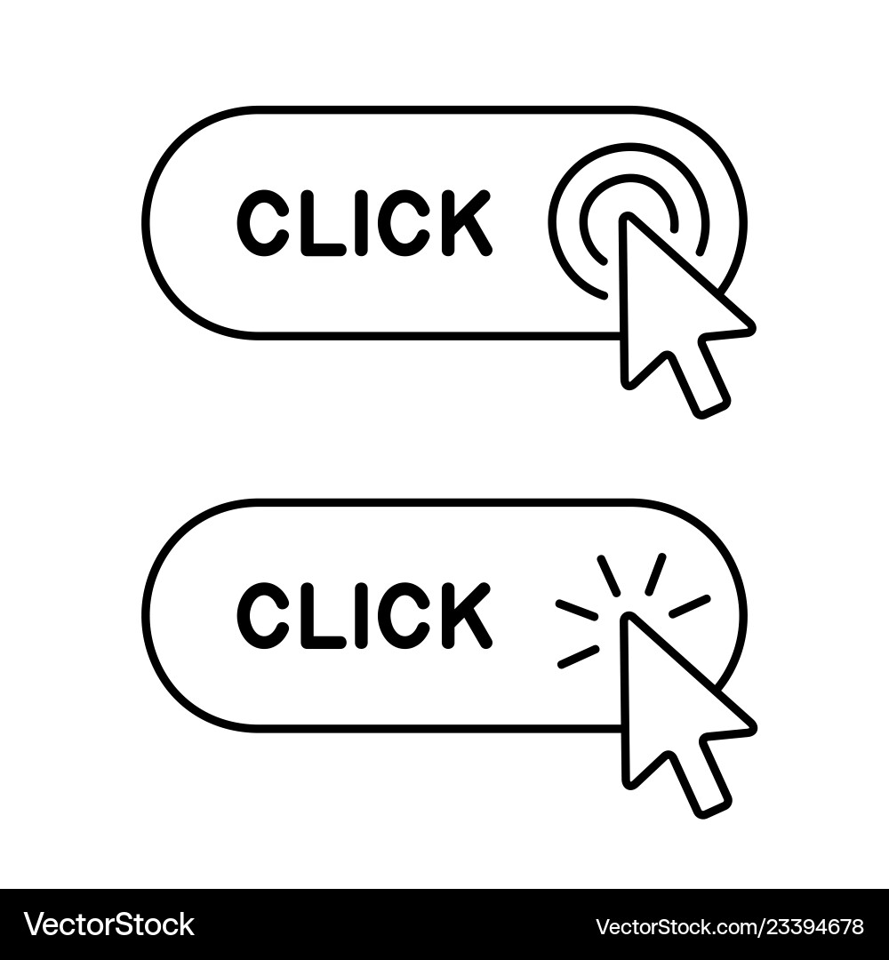 Klicken Sie hier auf Knopf mit Cursor-Symbol vektorbild