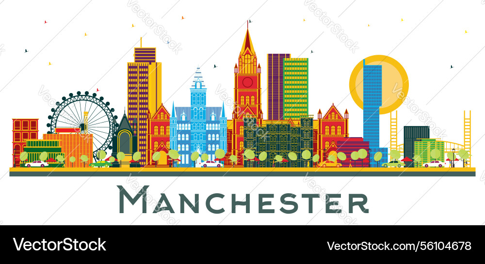 Manchester Skyline mit Farbbauten isoliert Manchester Skyline mit Farbbauten isoliert vektorbild