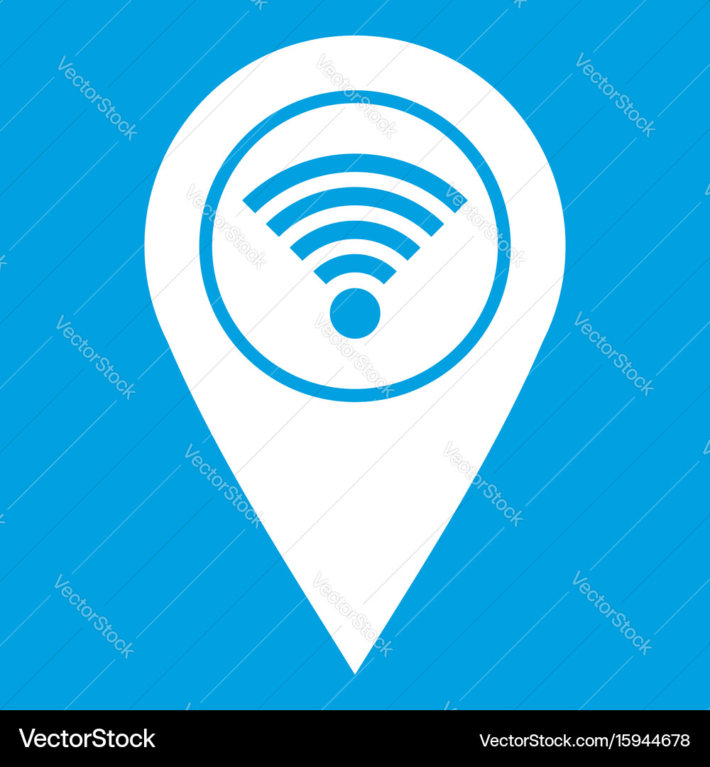 Map pin pointer with wi fi symbol icon white vector image