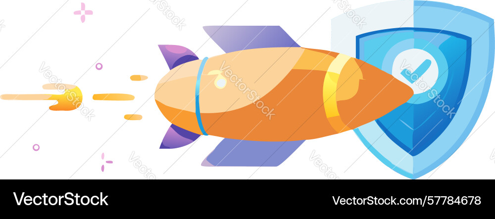 Protected rocket with shield icon design Vector Image
