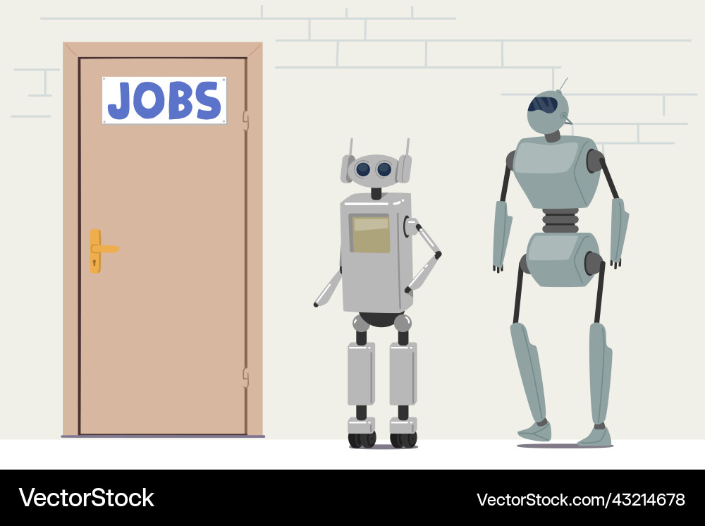 Robots waiting invitation for job interview Robots waiting invitation for job interview vector image