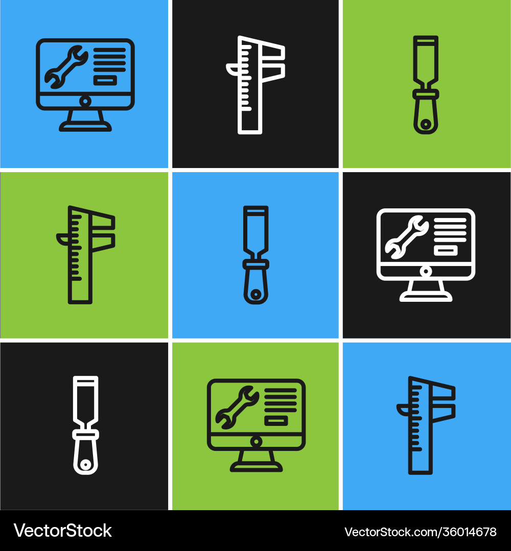 Set line computer monitor service rasp metal file Set line computer monitor service rasp metal file vector image