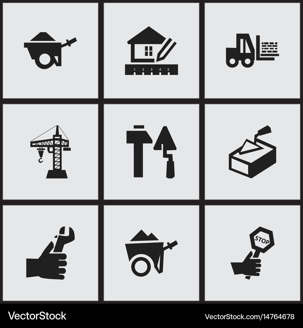 Set of 9 editable structure icons includes vector image