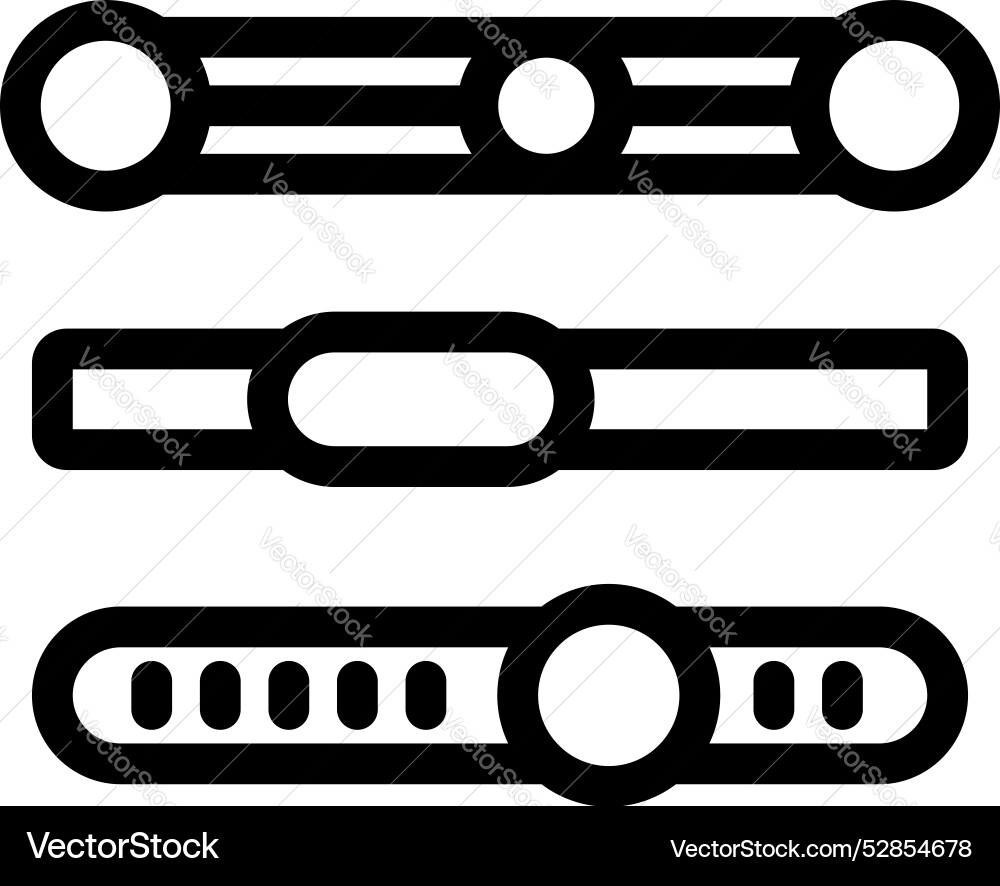 Set of three different sliders showing progress Set of three different sliders showing progress vector image