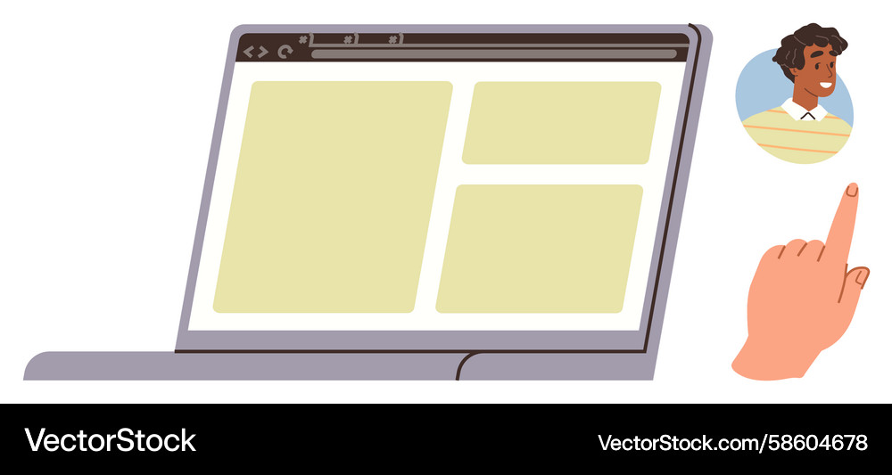 User Interface Interaction on Laptop Vector Image