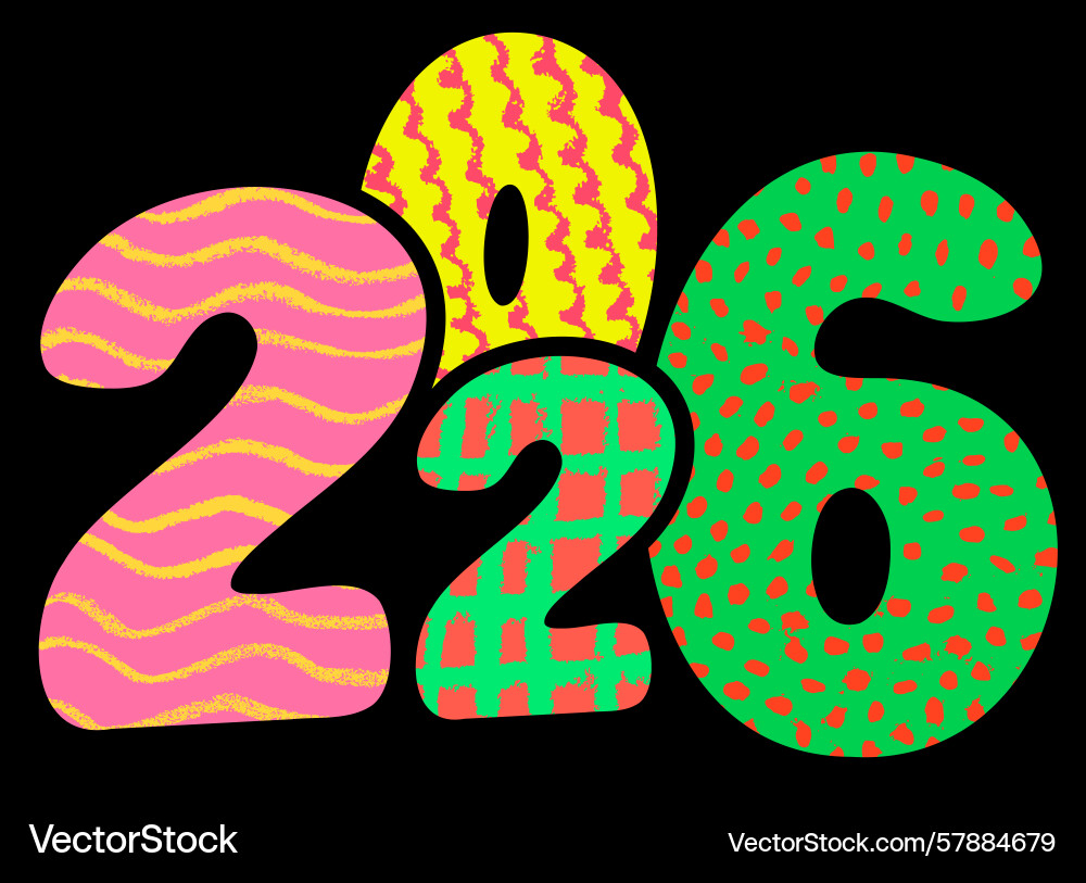 2026 fun digits with retro patterns 2026 fun digits with retro patterns vector image