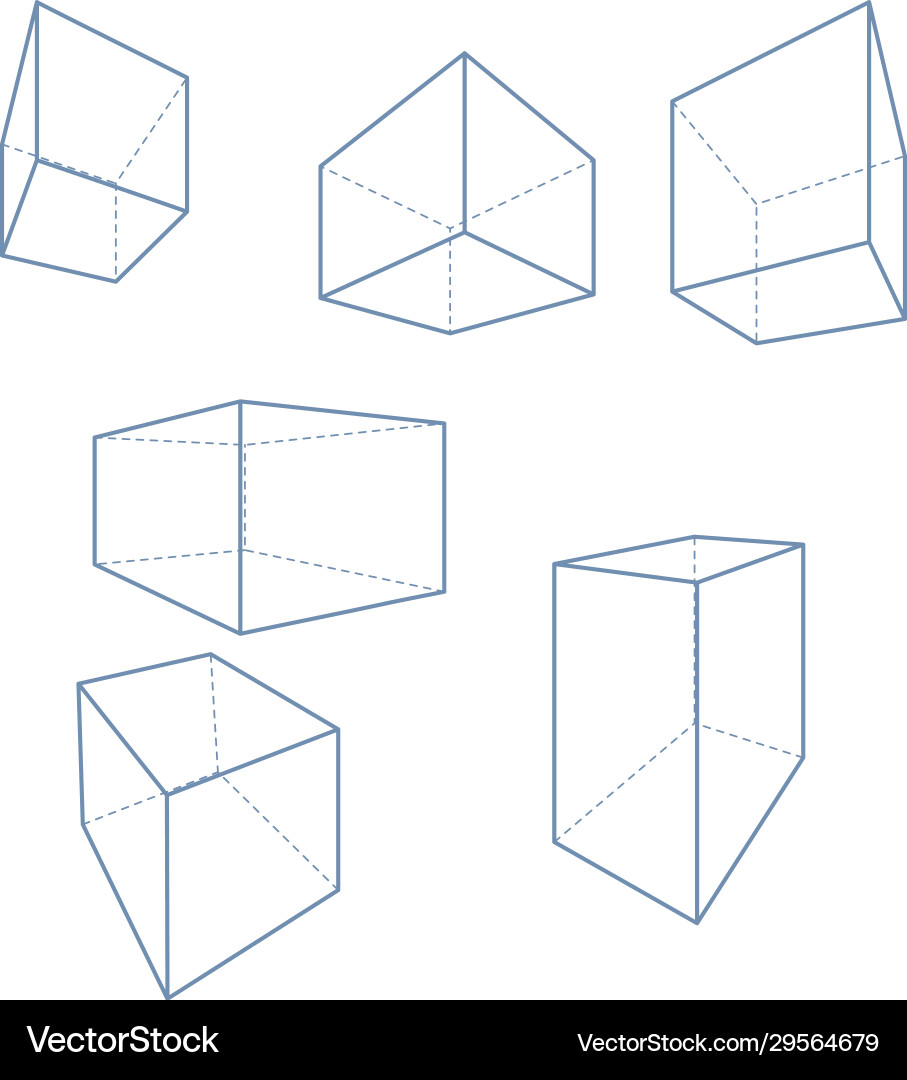 3d line cubes and parallelepipeds set outline 3d line cubes and parallelepipeds set outline vector image