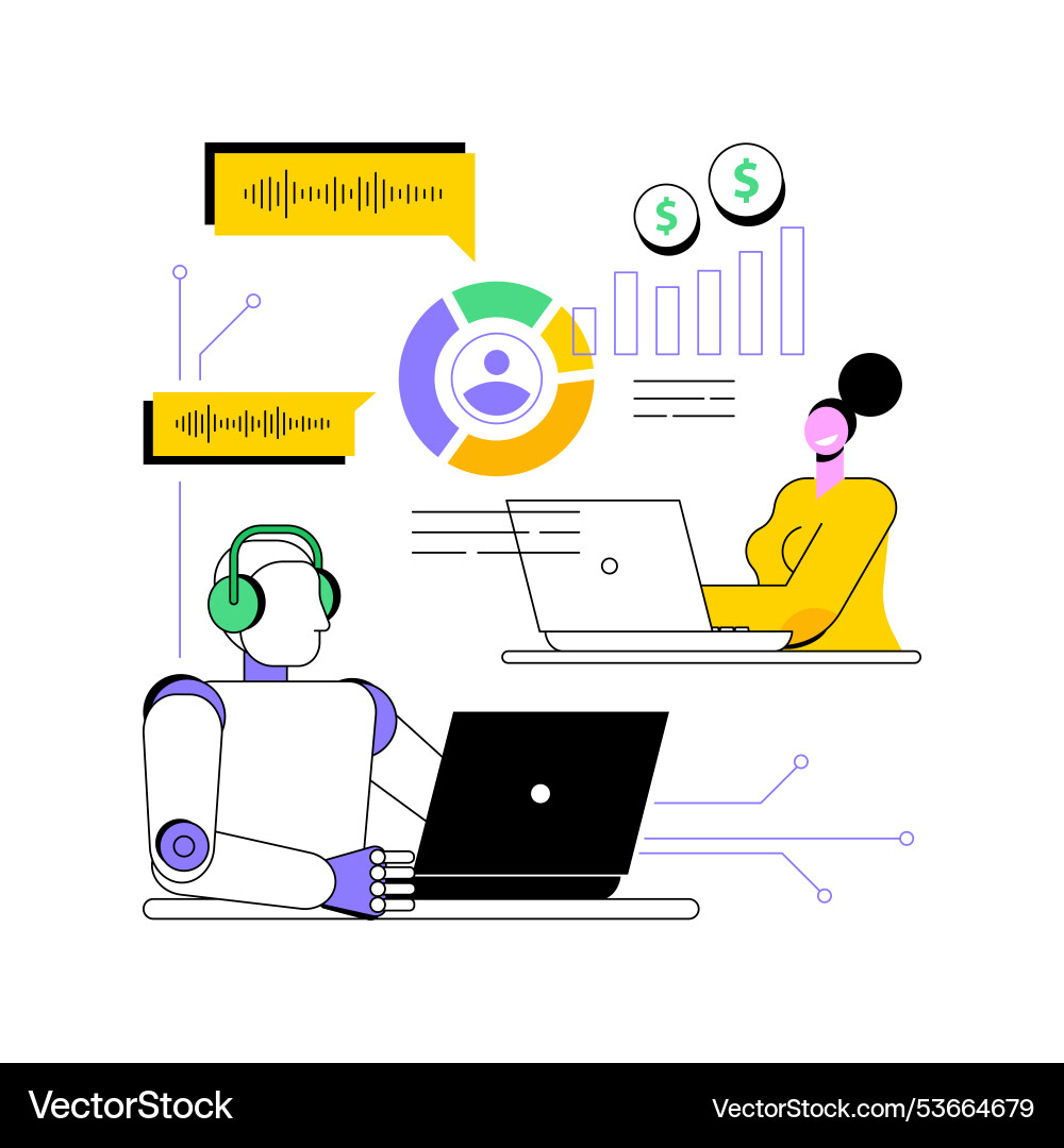 Ai-driven call analysis abstract concept Ai-driven call analysis abstract concept Vector Image