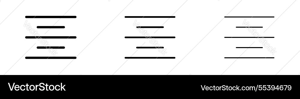 Align center icons in three different stroke lines vector image