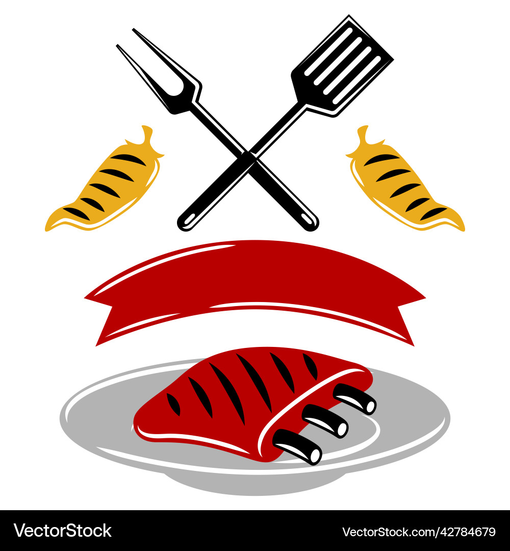 Bbq background with grill objects and icons Vector Image