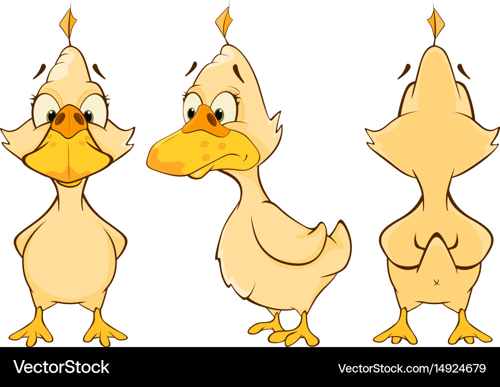 Cartoon character cute duck for computer game Vector Image
