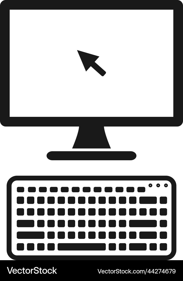 Computer and wireless keyboard icon flat style eps vector image