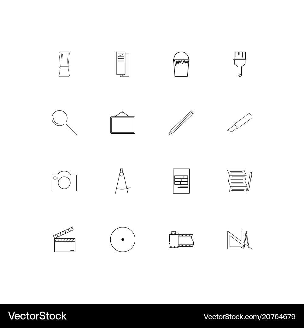 Creative process and design linear thin icons set Vector Image