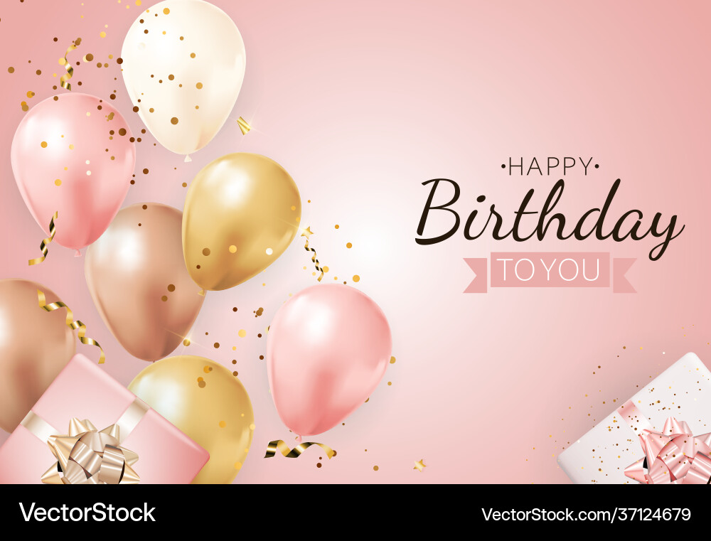 Happy party birthday background with realistic Happy party birthday background with realistic vector image