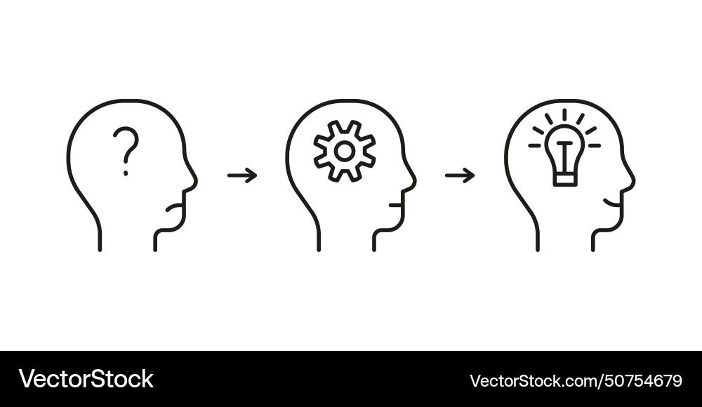Head profile with question think and idea mind Vector Image