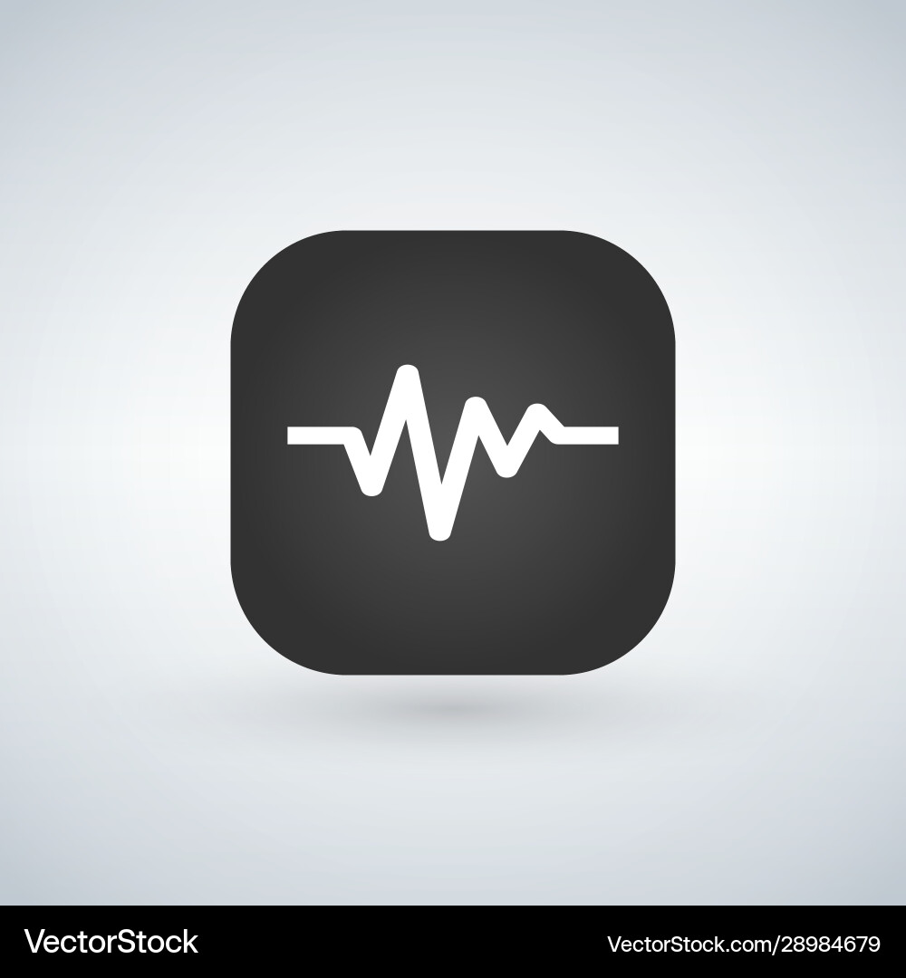 Heart line pulse flat icon over application button Heart line pulse flat icon over application button vector image