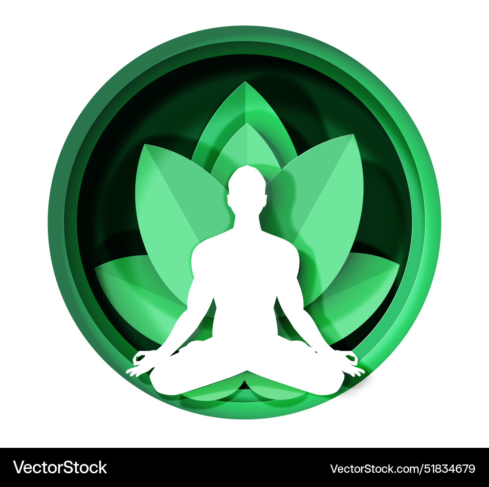Human silhouette relax in yoga pose papercut Human silhouette relax in yoga pose papercut vector image