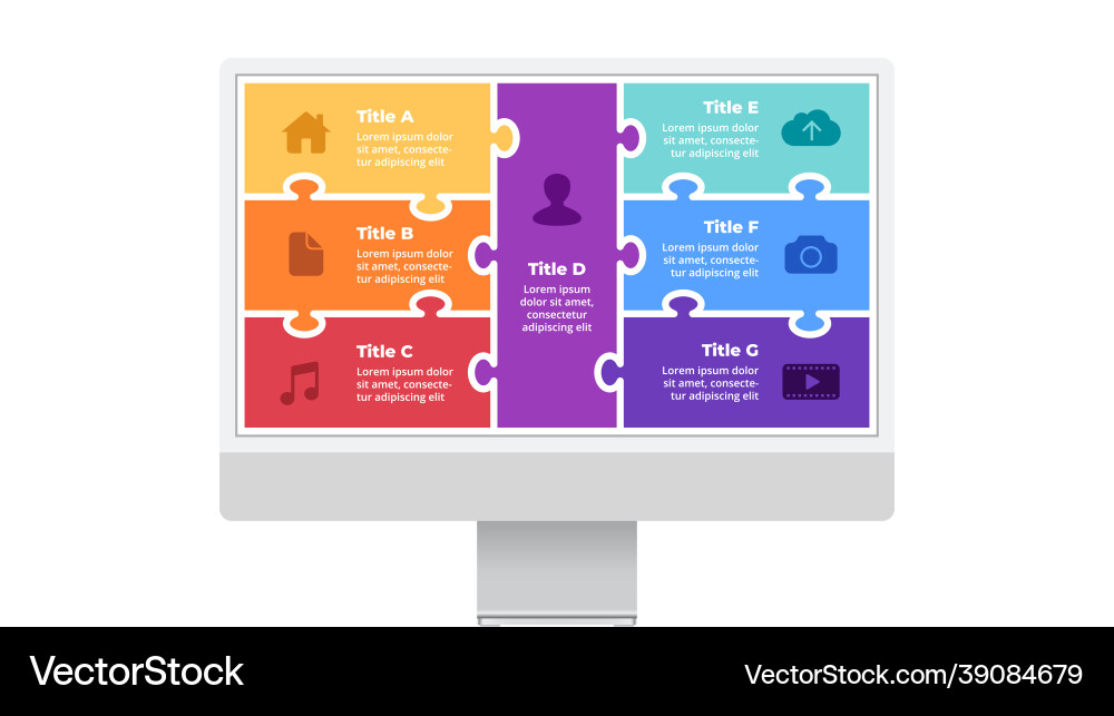 Imac mock up infographic slide template Vector Image