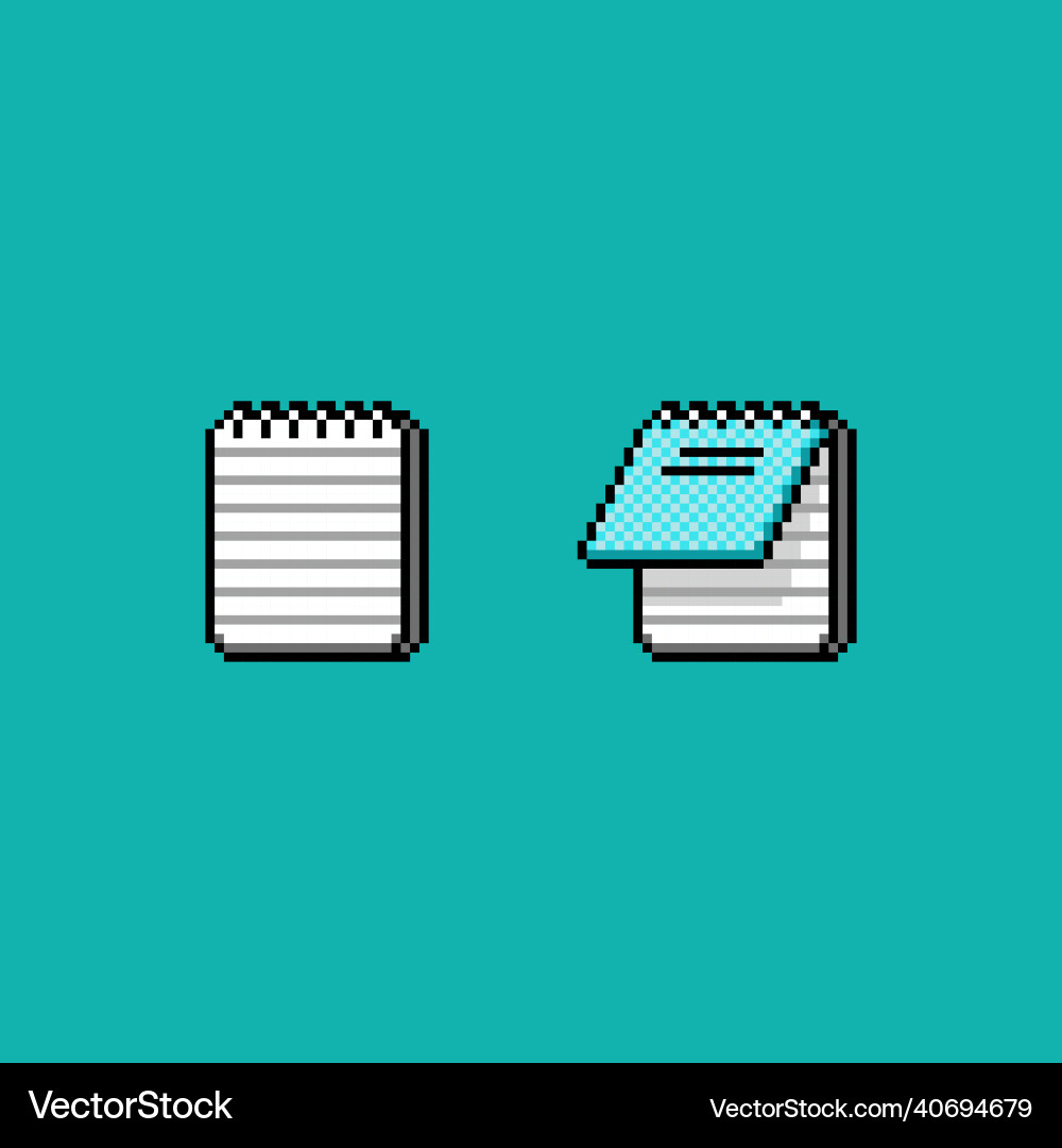 Pixel art retro computer text lined paper vector image