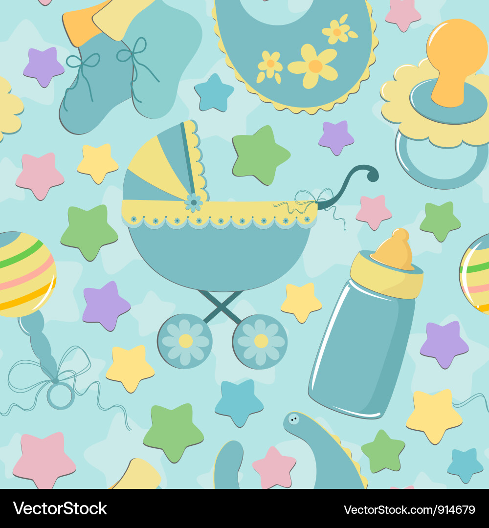 Seamless background with babys objects vector image