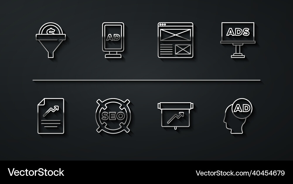 Set line lead management document with graph Set line lead management document with graph vector image