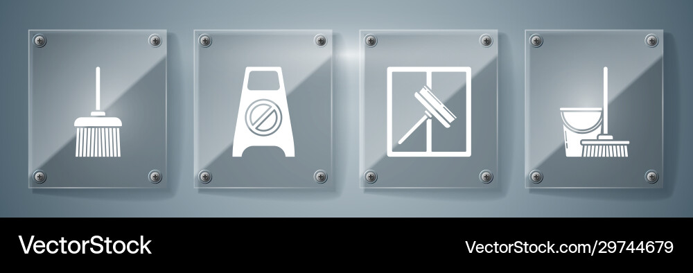 Set mop and bucket squeegee scraper wiper wet Vector Image