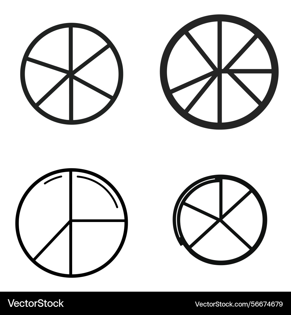 Set of four circle diagrams with different vector image