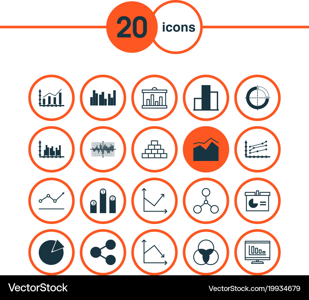 Set of graphs diagrams and statistics icons vector image