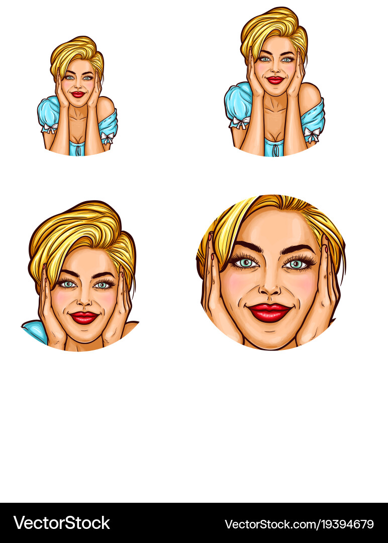 Set of pop art round avatar icons for users Vector Image