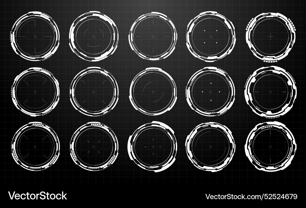 Set of sci fi white circle user interface Set of sci fi white circle user interface vector image