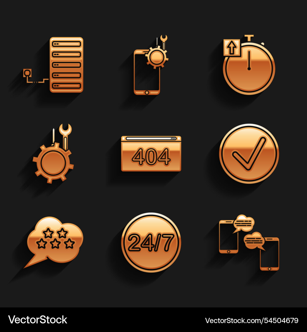 Set page with a 404 error clock 24 hours chat Set page with a 404 error clock 24 hours chat vector image