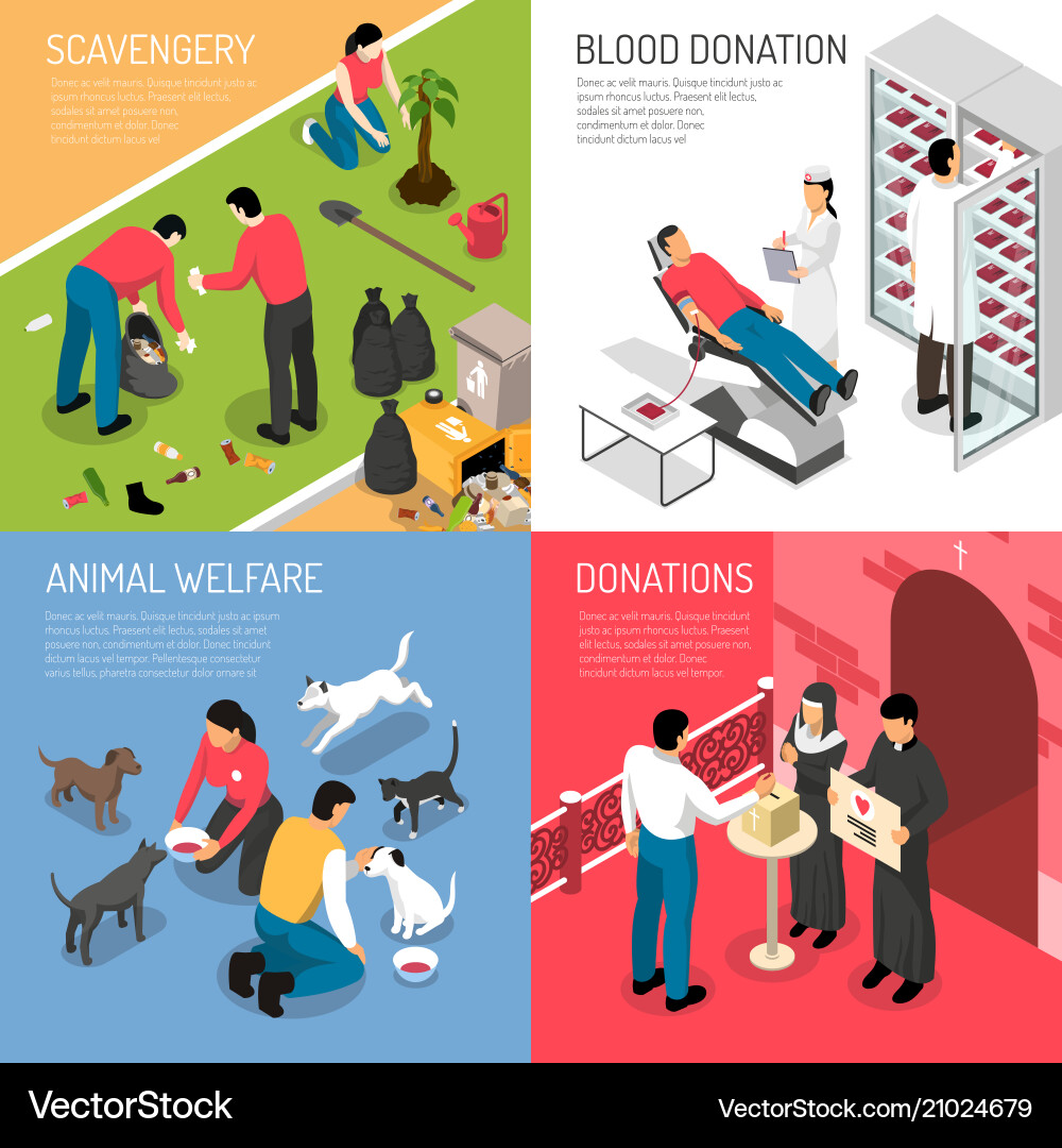Volunteering isometric concept Volunteering isometric concept vector image
