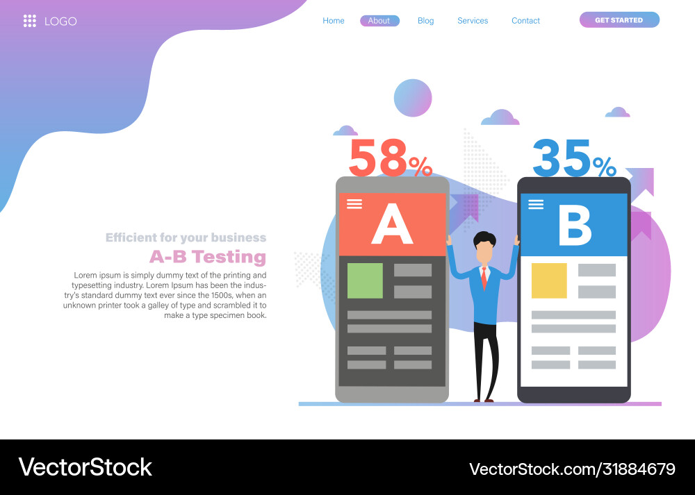 Web header template a-b split testing vector image