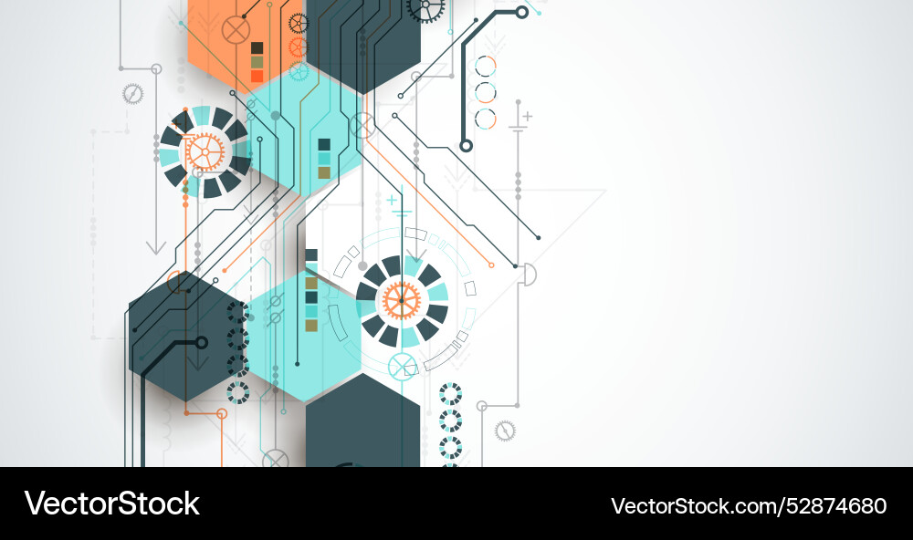 Abstract circuit board background with hexagons Abstract circuit board background with hexagons vector image