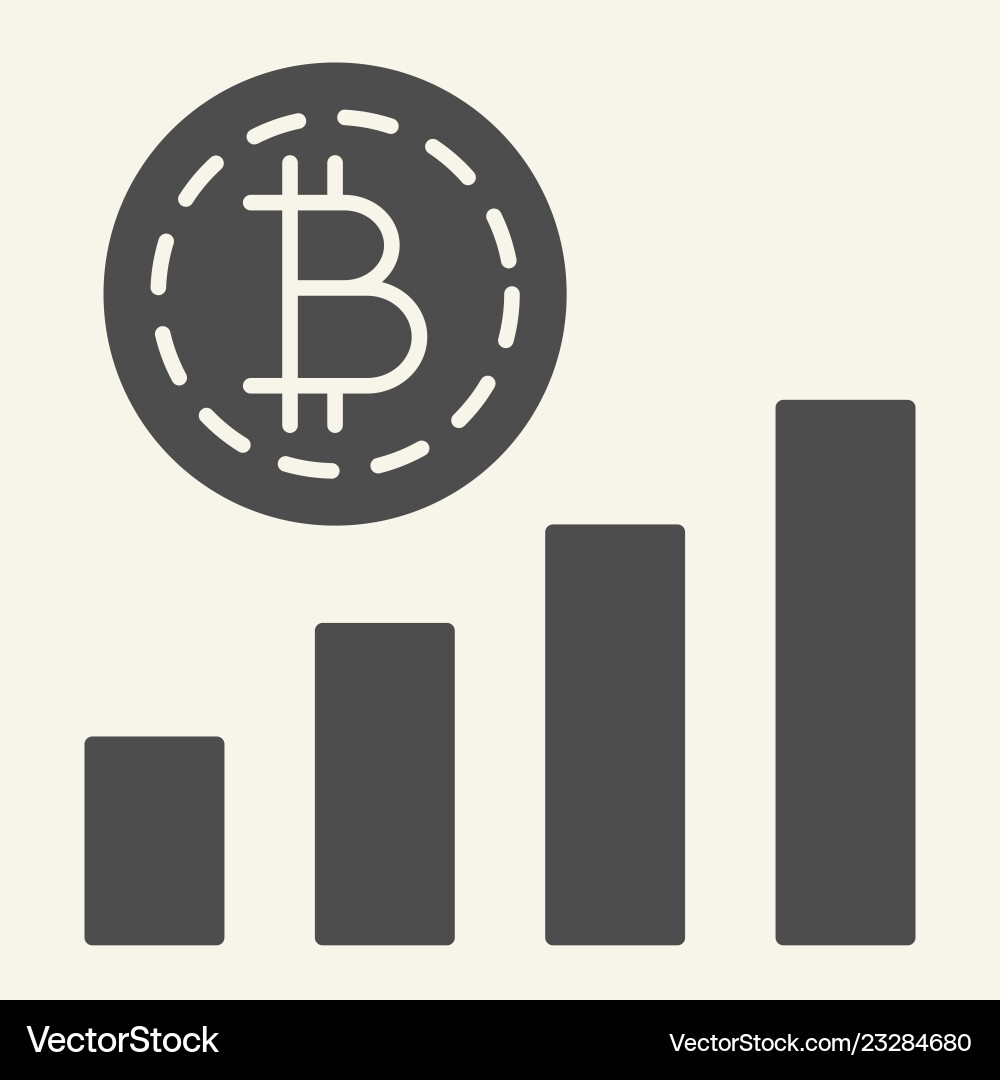 Bitcoin chart solid icon crypto graph Bitcoin chart solid icon crypto graph vector image
