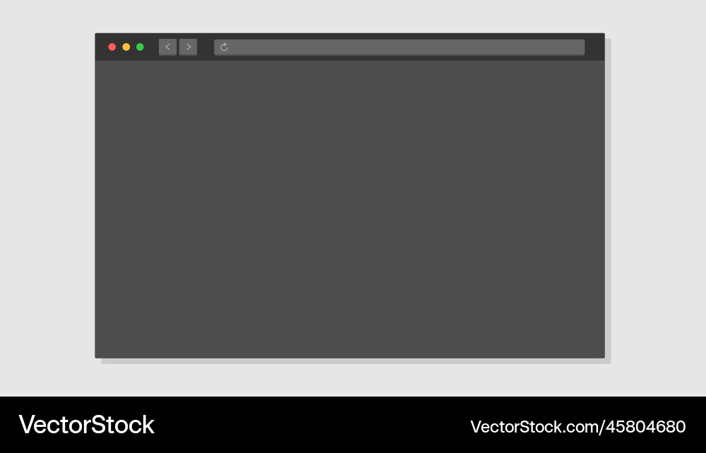 Blank dark mode web browser window vector image