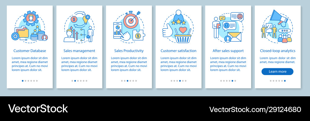 Crm onboarding mobile app page screen with linear Crm onboarding mobile app page screen with linear vector image