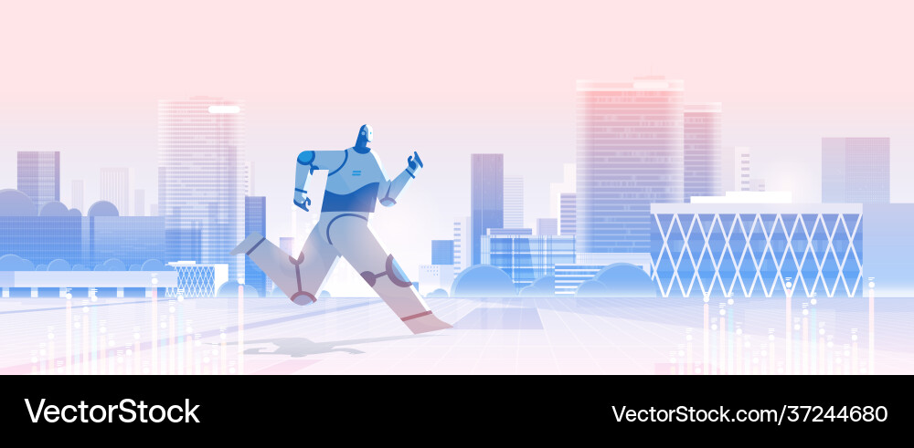 Cute robot running artificial intelligence Cute robot running artificial intelligence vector image