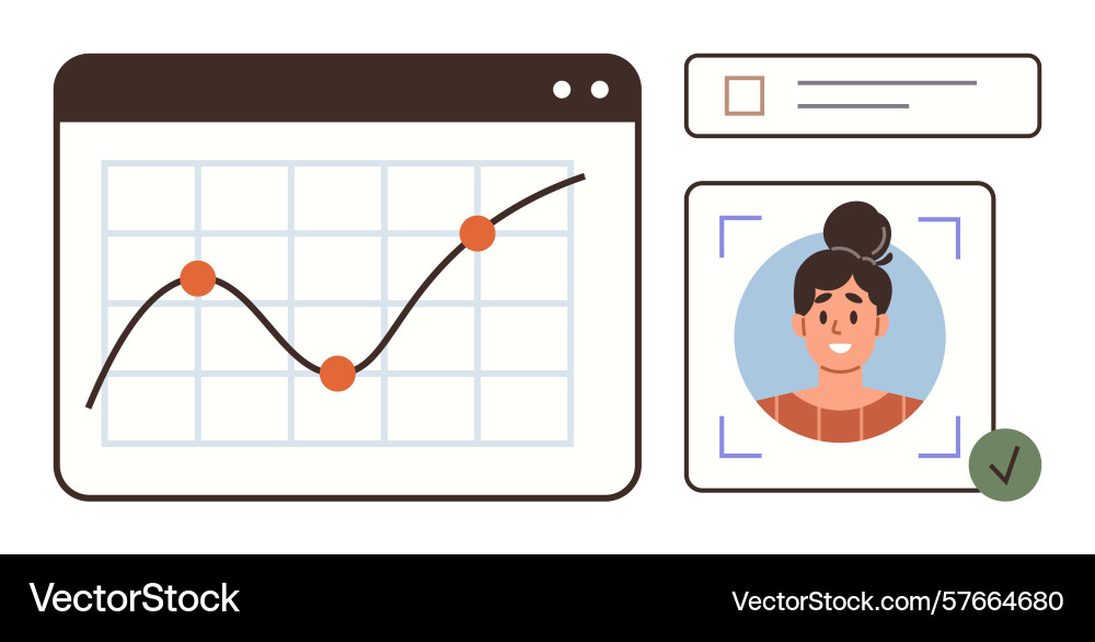 Data analysis with facial recognition for user Data analysis with facial recognition for user vector image